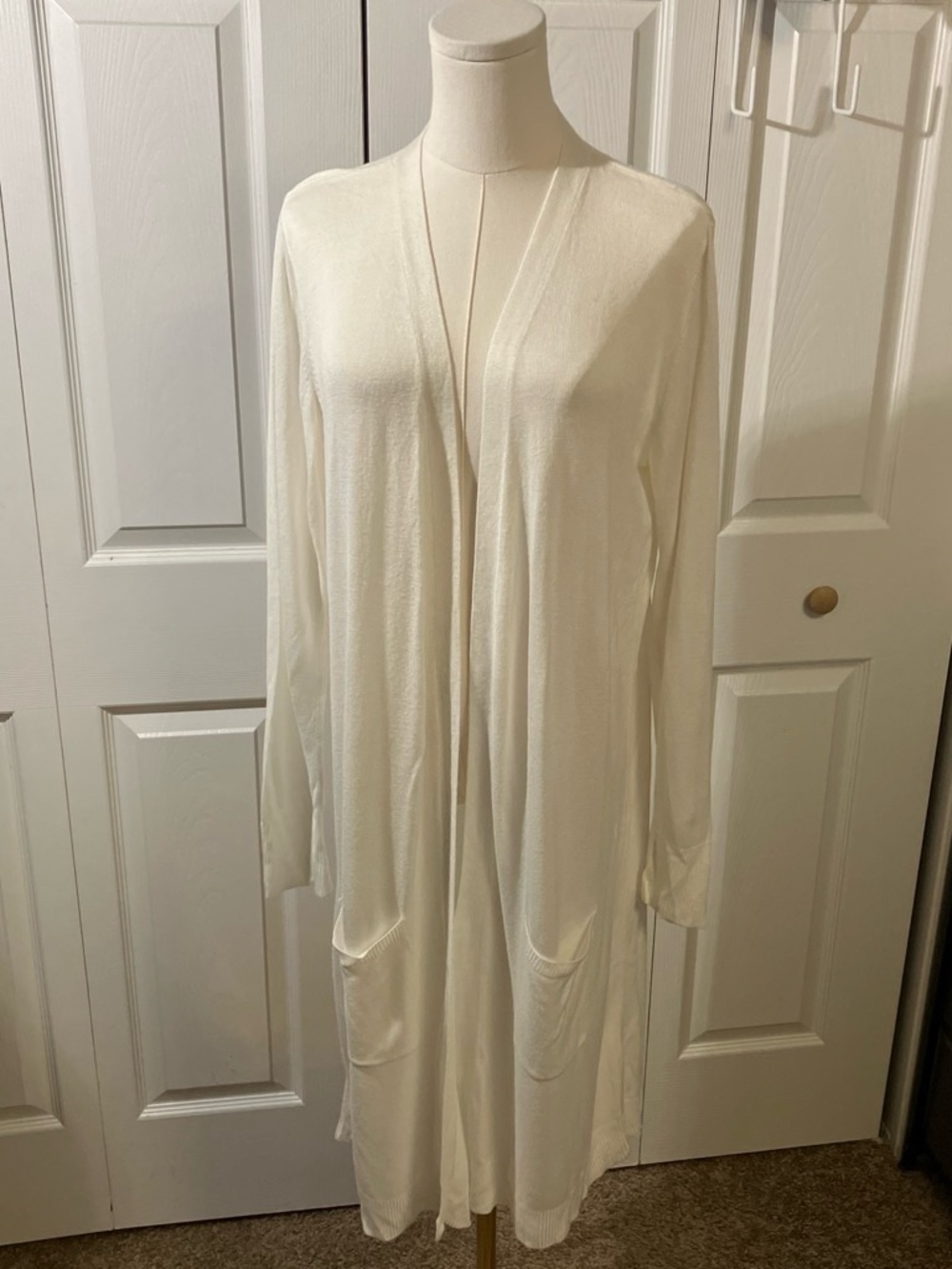 Joseph A. Open-Front Long Cardigan in White